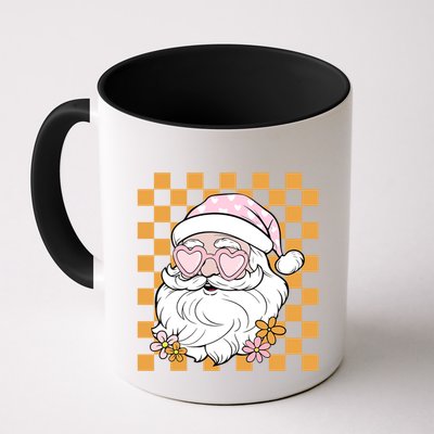 Retro Groovy Christmas Vibes Trendy Smile Face Santa Claus Gift Mug