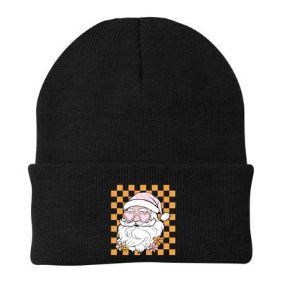 Retro Groovy Christmas Vibes Trendy Smile Face Santa Claus Gift Beanie