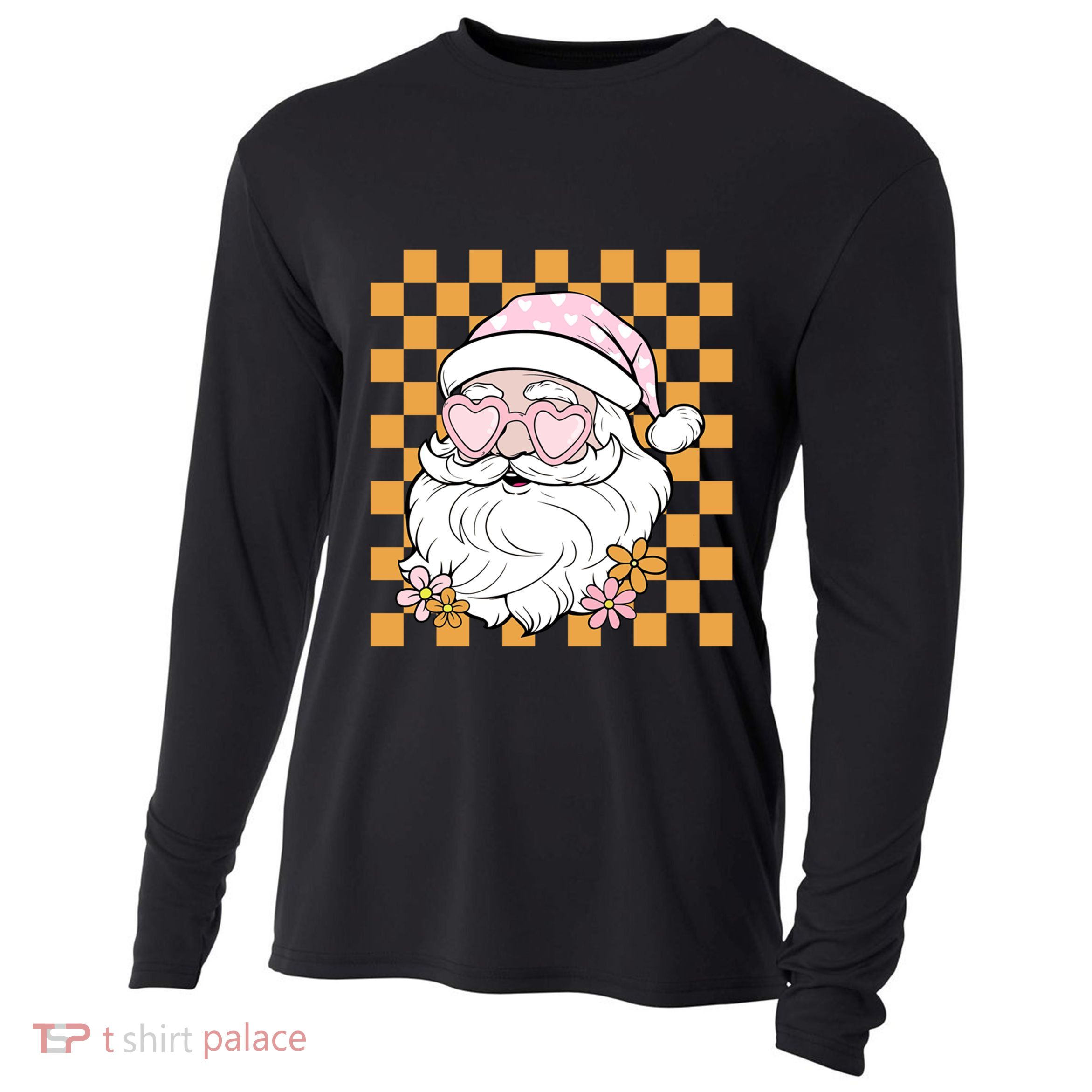 Retro Groovy Christmas Vibes Trendy Smile Face Santa Claus Gift Cooling Performance Long Sleeve Crew