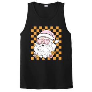 Retro Groovy Christmas Vibes Trendy Smile Face Santa Claus Gift PosiCharge Competitor Tank