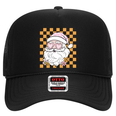 Retro Groovy Christmas Vibes Trendy Smile Face Santa Claus Gift Trucker Hat