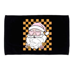 Retro Groovy Christmas Vibes Trendy Smile Face Santa Claus Gift Microfiber Hand Towel