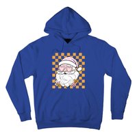 Retro Groovy Christmas Vibes Trendy Smile Face Santa Claus Gift Hoodie