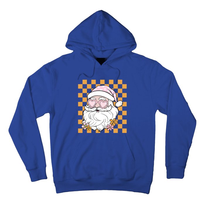 Retro Groovy Christmas Vibes Trendy Smile Face Santa Claus Gift Hoodie