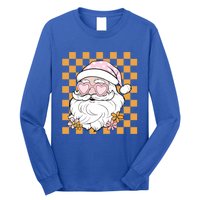 Retro Groovy Christmas Vibes Trendy Smile Face Santa Claus Gift Long Sleeve Shirt