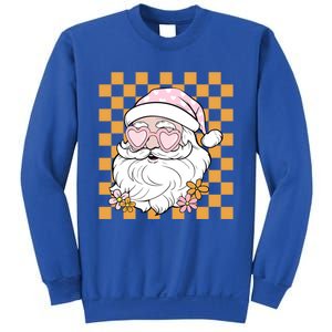 Retro Groovy Christmas Vibes Trendy Smile Face Santa Claus Gift Sweatshirt