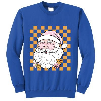 Retro Groovy Christmas Vibes Trendy Smile Face Santa Claus Gift Sweatshirt