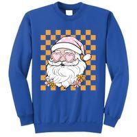 Retro Groovy Christmas Vibes Trendy Smile Face Santa Claus Gift Sweatshirt