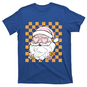 Retro Groovy Christmas Vibes Trendy Smile Face Santa Claus Gift T-Shirt