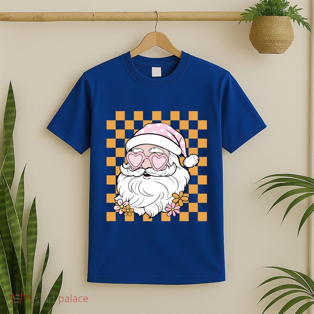 Retro Groovy Christmas Vibes Trendy Smile Face Santa Claus Gift T-Shirt