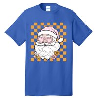 Retro Groovy Christmas Vibes Trendy Smile Face Santa Claus Gift Tall T-Shirt