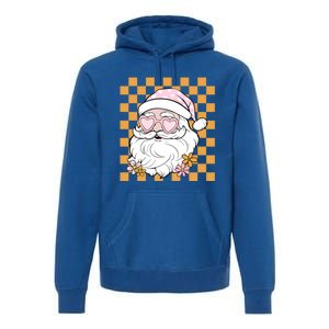 Retro Groovy Christmas Vibes Trendy Smile Face Santa Claus Gift Premium Hoodie