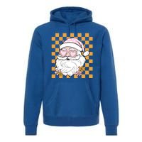 Retro Groovy Christmas Vibes Trendy Smile Face Santa Claus Gift Premium Hoodie