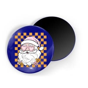 Retro Groovy Christmas Vibes Trendy Smile Face Santa Claus Gift Magnet