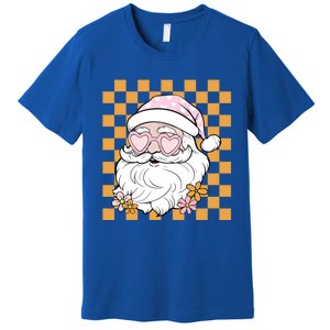 Retro Groovy Christmas Vibes Trendy Smile Face Santa Claus Gift Premium T-Shirt