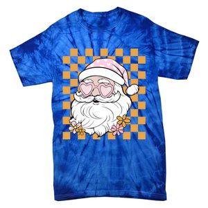 Retro Groovy Christmas Vibes Trendy Smile Face Santa Claus Gift Tie-Dye T-Shirt