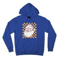 Retro Groovy Christmas Vibes Trendy Smile Face Santa Claus Gift Tall Hoodie