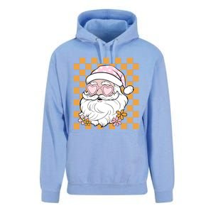 Retro Groovy Christmas Vibes Trendy Smile Face Santa Claus Gift Unisex Surf Hoodie