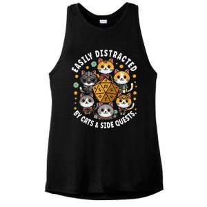 Rpg Gamer Cats Easily Distracted Side Quests Ladies PosiCharge Tri-Blend Wicking Tank