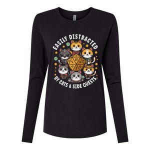 Rpg Gamer Cats Easily Distracted Side Quests Womens Cotton Relaxed Long Sleeve T-Shirt