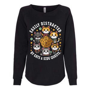 Rpg Gamer Cats Easily Distracted Side Quests Womens California Wash Sweatshirt