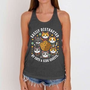 Rpg Gamer Cats Easily Distracted Side Quests Women's Knotted Racerback Tank