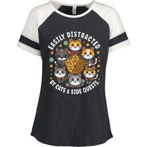 Rpg Gamer Cats Easily Distracted Side Quests Enza Ladies Jersey Colorblock Tee