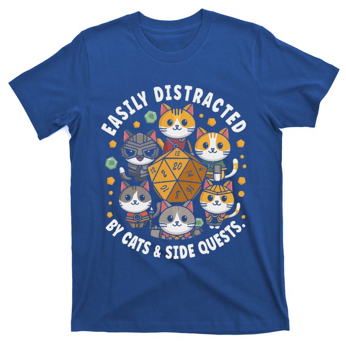 Rpg Gamer Cats Easily Distracted Side Quests T-Shirt