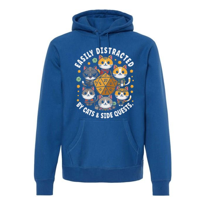 Rpg Gamer Cats Easily Distracted Side Quests Premium Hoodie