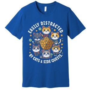 Rpg Gamer Cats Easily Distracted Side Quests Premium T-Shirt