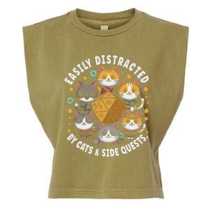 Rpg Gamer Cats Easily Distracted Side Quests Garment-Dyed Women's Muscle Tee