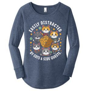 Rpg Gamer Cats Easily Distracted Side Quests Women's Perfect Tri Tunic Long Sleeve Shirt