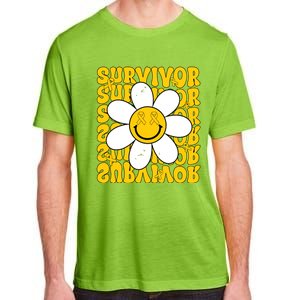 Retro Groovy Childhood Cancer Awareness Month Survivor Adult ChromaSoft Performance T-Shirt