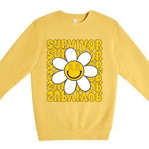 Retro Groovy Childhood Cancer Awareness Month Survivor Premium Crewneck Sweatshirt