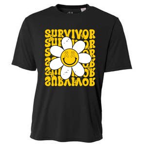 Retro Groovy Childhood Cancer Awareness Month Survivor Cooling Performance Crew T-Shirt