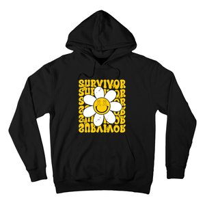 Retro Groovy Childhood Cancer Awareness Month Survivor Hoodie