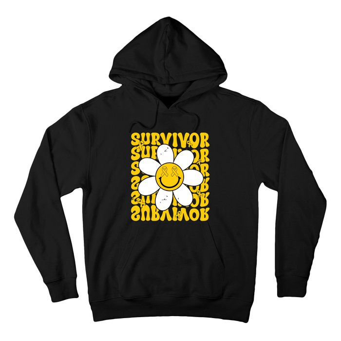 Retro Groovy Childhood Cancer Awareness Month Survivor Hoodie