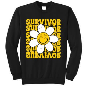 Retro Groovy Childhood Cancer Awareness Month Survivor Sweatshirt