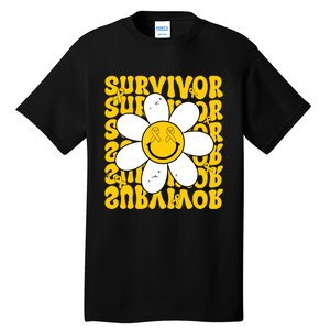 Retro Groovy Childhood Cancer Awareness Month Survivor Tall T-Shirt