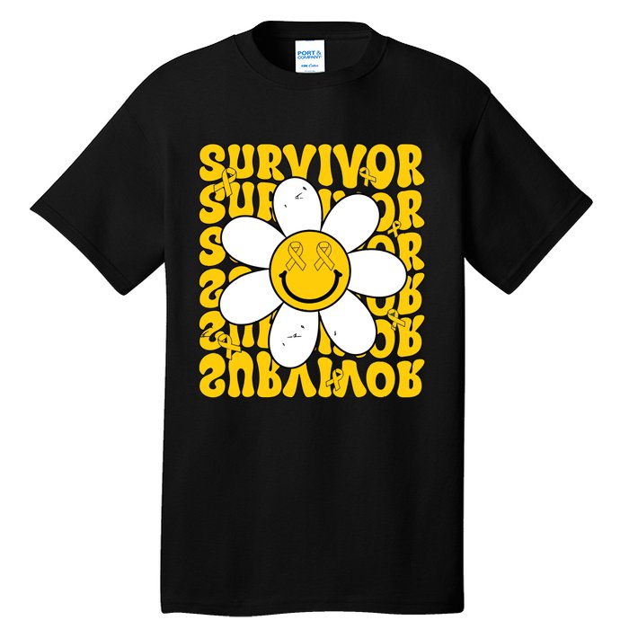 Retro Groovy Childhood Cancer Awareness Month Survivor Tall T-Shirt