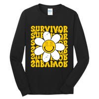 Retro Groovy Childhood Cancer Awareness Month Survivor Tall Long Sleeve T-Shirt