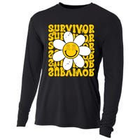 Retro Groovy Childhood Cancer Awareness Month Survivor Cooling Performance Long Sleeve Crew