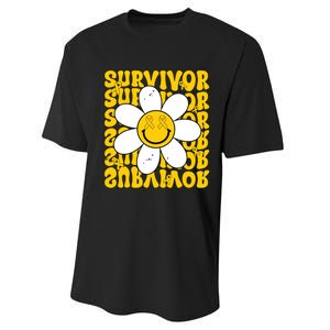 Retro Groovy Childhood Cancer Awareness Month Survivor Performance Sprint T-Shirt