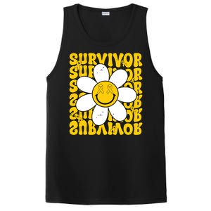 Retro Groovy Childhood Cancer Awareness Month Survivor PosiCharge Competitor Tank