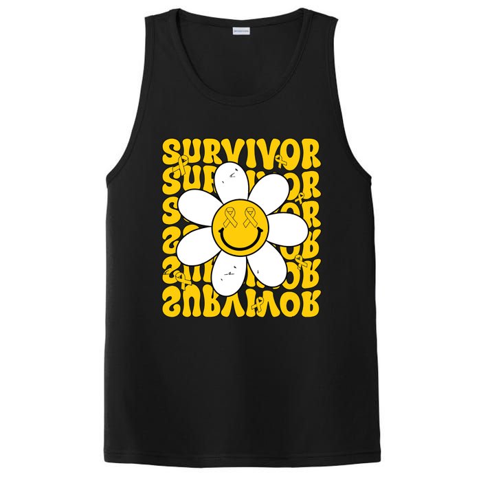 Retro Groovy Childhood Cancer Awareness Month Survivor PosiCharge Competitor Tank