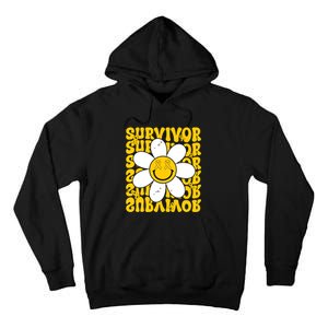 Retro Groovy Childhood Cancer Awareness Month Survivor Tall Hoodie