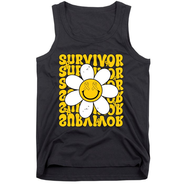 Retro Groovy Childhood Cancer Awareness Month Survivor Tank Top