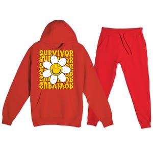 Retro Groovy Childhood Cancer Awareness Month Survivor Premium Hooded Sweatsuit Set