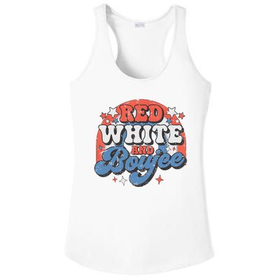 Retro Groovy Cute Red White And Boujee 4th Of July Patriotic Ladies PosiCharge Competitor Racerback Tank