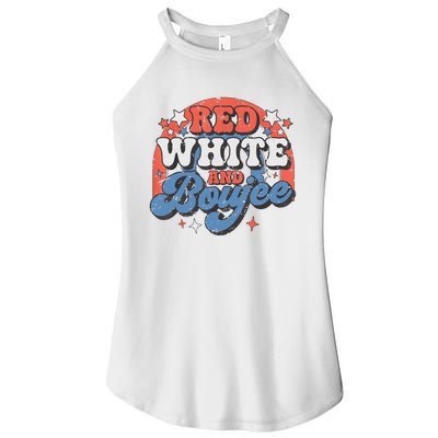 Retro Groovy Cute Red White And Boujee 4th Of July Patriotic Women’s Perfect Tri Rocker Tank